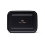 Lunchbox van gerecycled roestvrij staal met elastische band 750ml kleur zwart weergave met logo