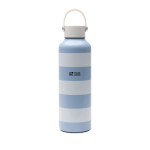 Lekvrije thermofles met stranddesign en draaglus 600ml kleur lichtblauw met afdrukgebied