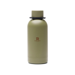 Thermofles van gerecycled roestvrij staal met koord 400 ml kleur groen weergave met logo