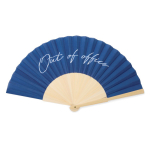 Draagbare bamboe waaier met de tekst ‘Out of the office’ kleur marineblauw