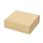 Ronde houten trofeeplaat met zwarte glazen voet weergave met doos