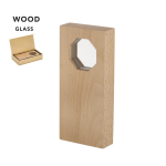 Achthoekige trofeeplaat van hout en glas voor erkenning