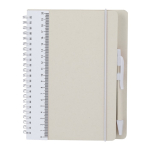 A5 gelijnd notitieboek van gerecycled karton met balpen kleur wit  negende weergave