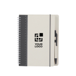 A5 gelijnd notitieboek van gerecycled karton met balpen met jouw bedrukking