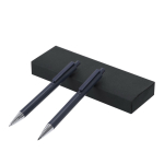 Schrijfset met potlood en pen van gerecycled aluminium kleur marineblauw  negende weergave