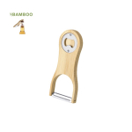 2-in-1 schiller en flesopener van bamboe en roestvrij staal