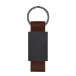 Matte aluminium sleutelhanger met band van synthetisch leer kleur bruin  negende weergave