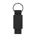 Matte aluminium sleutelhanger met band van synthetisch leer kleur zwart  negende weergave