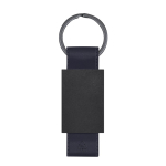 Matte aluminium sleutelhanger met band van synthetisch leer kleur marineblauw  negende weergave