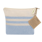 Toilettas van gerecycled katoen met strepen en rits 180 g/m² kleur lichtblauw  negende weergave