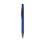 Aluminium gerecyclede drukknop-pen met stylus, blauwe inkt kleur blauw  negende weergave
