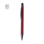 Aluminium gerecyclede drukknop-pen met stylus, blauwe inkt