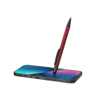 Aluminium gerecyclede drukknop-pen met stylus, blauwe inkt vierde weergave