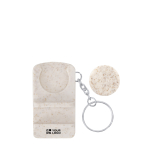 Sleutelhangerhouder van tarwestro met winkelwagenmunt met jouw bedrukking