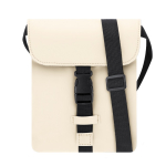 Schoudertas van synthetisch leer met middenvak en gesp tweede weergave