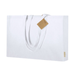 Tas met bodem- en zijvouw van katoen met stevige hengsels kleur wit  negende weergave