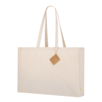 Tas met bodem- en zijvouw van katoen met stevige hengsels tweede weergave