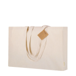 Tas met bodem- en zijvouw van katoen met stevige hengsels derde weergave