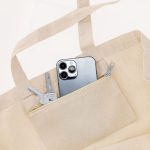 Tas met bodem- en zijvouw van katoen met stevige hengsels zesde weergave