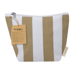 Gestreepte toilettas met ritssluiting van gerecycled katoen kleur beige  negende weergave