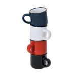 Vintage tweekleurige keramische kop met zwarte rand 85 ml tweede weergave