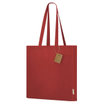 Katoenen tas met vouw en verstevigde lange hengsels 140 g/m² kleur rood  negende weergave