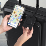 Kofferlabel van synthetisch leer met slimme tracker sfeerweergave