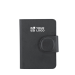Paspoorthoes van synthetisch leer met tracker en sluiting met jouw bedrukking