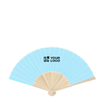 Waaier met bamboelatjes en polyester doek in kleuren met jouw bedrukking
