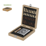 Bamboe spelset met schaakbord en etui