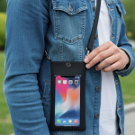 Tasje voor mobiel met transparant scherm en touchbediening sfeerweergave