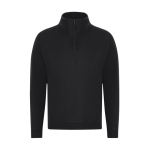 Unisex sweater met halve rits van sweatstof 280 g/m² kleur zwart  negende weergave