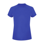 Polyester dames T-shirt met korte raglanmouwen 135 g/m² kleur blauw  negende weergave