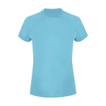 Polyester dames T-shirt met korte raglanmouwen 135 g/m² kleur turkoois  negende weergave