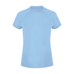 Polyester dames T-shirt met korte raglanmouwen 135 g/m² kleur lichtblauw  negende weergave