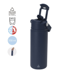 RVS thermobeker met deksel met drinkopening en rietje 550ml