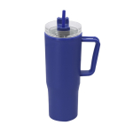 Thermobeker van gerecycled plastic met draaggreep 900 ml kleur blauw  negende weergave