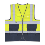 Tweekleurig polyester veiligheidshesje met hoge zichtbaarheid kleur geel  negende weergave