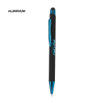 Gerecyclede aluminium pen met stylus, blauwe inkt