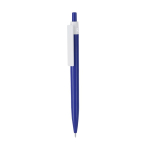 Gerecyclede kunststof pen met clip en drukknop, blauwe inkt kleur blauw  negende weergave