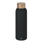 RVS-fles met rubberachtige afwerking en bamboe dop 700 ml kleur zwart  negende weergave