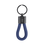Sleutelhanger met polyester koord en gemetalliseerd plaatje met jouw bedrukking