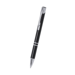 Aluminium klikpen met zilverkleurige details, zwarte inkt tweede weergave