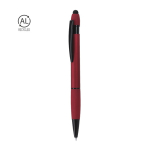 Aluminium styluspen met rubberen afwerking, blauwe inkt