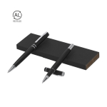 Elegante set balpen en roller van aluminium, blauwe inkt