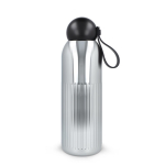 Druppelvrije fles van gerecycled staal met strepen 500ml kleur glanzend zilver
