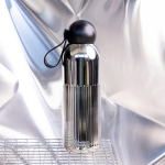 Druppelvrije fles van gerecycled staal met strepen 500ml kleur glanzend zilver vijfde weergave