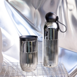 Druppelvrije fles van gerecycled staal met strepen 500ml kleur glanzend zilver zesde weergave