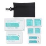 Compacte polyester EHBO-kit met karabijnhaak kleur zwart vierde weergave