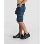 Unisex denim bermuda van katoen met zakken 370 g/m² Roly kleur jeans blauw detailweergave 4